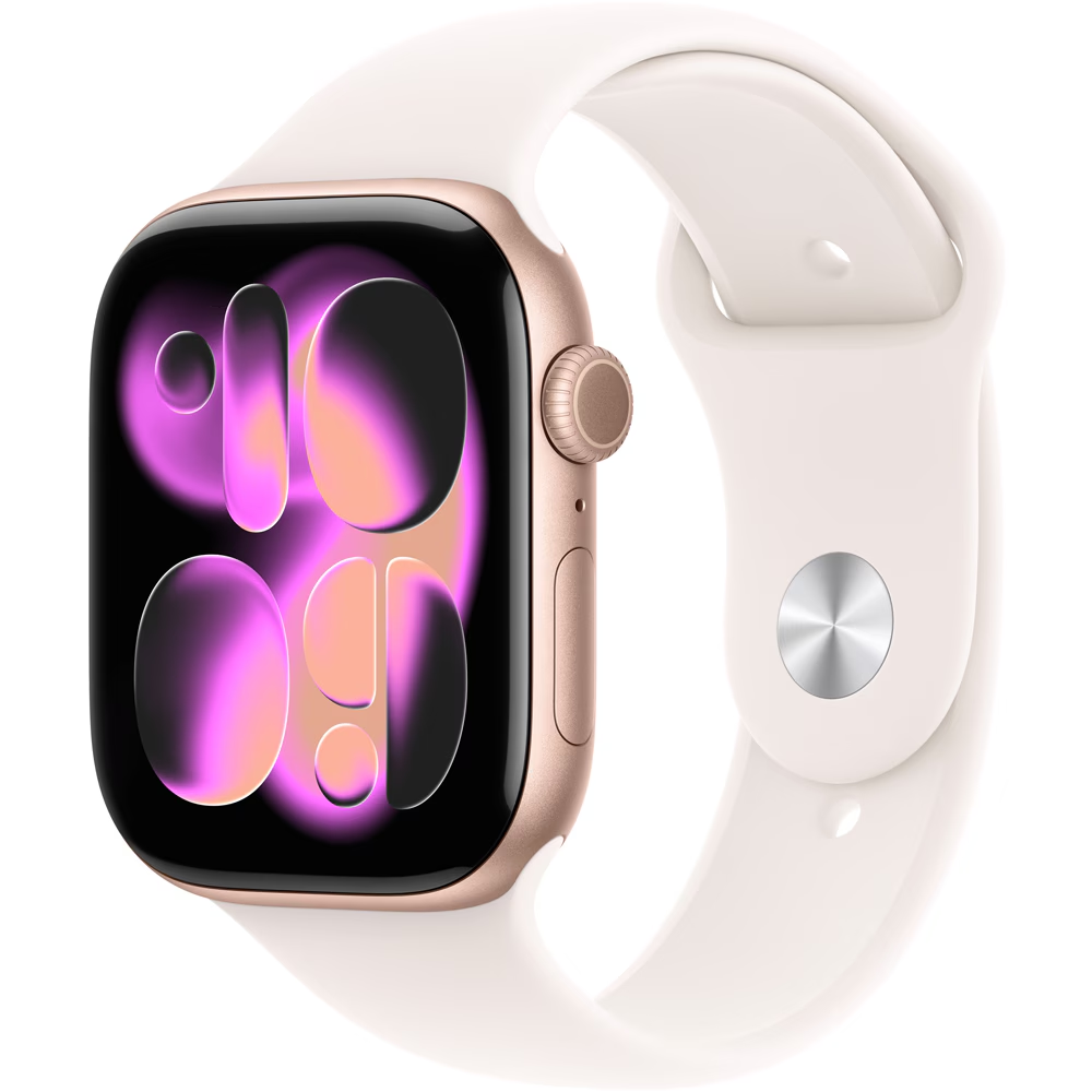 Apple Watch 11, GPS + Cellular, 46 mm, Rose Gold Aluminium Case, Light Blush Sport Band - imaginea 2